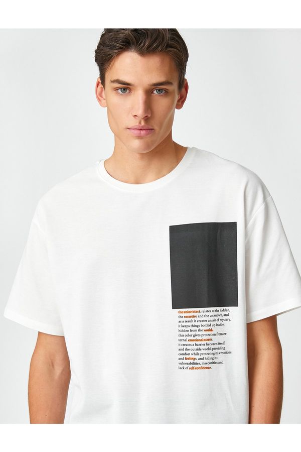 Koton Koton Oversize T-Shirt Slogan Printed Crew Neck Short Sleeve