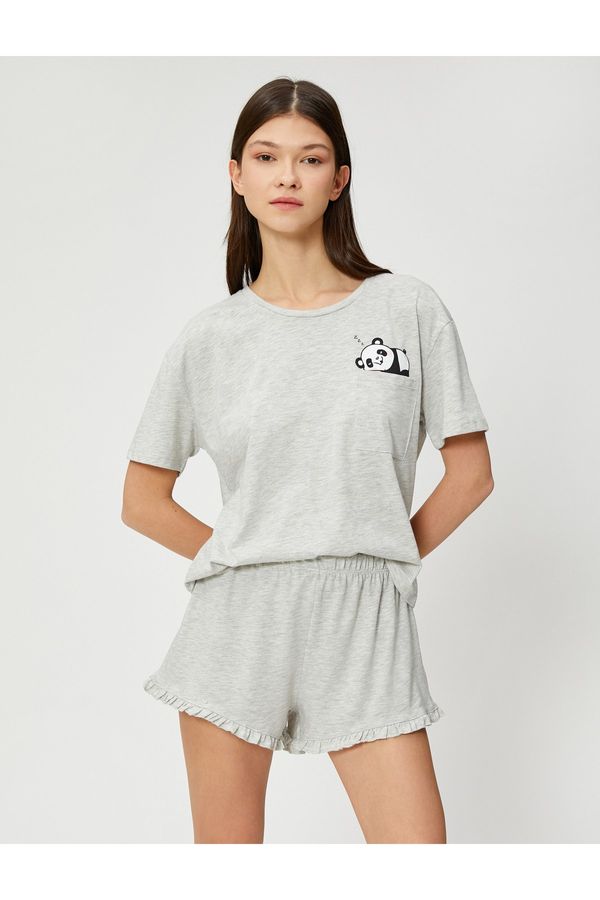 Koton Koton Pajama Set - Gray - Short