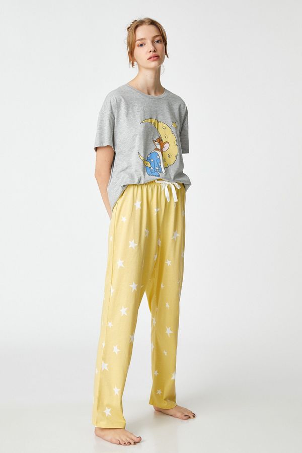 Koton Koton Pajama Set - Gray - With Slogan