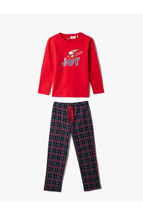 Koton Koton Pajama Set - Red - With Slogan