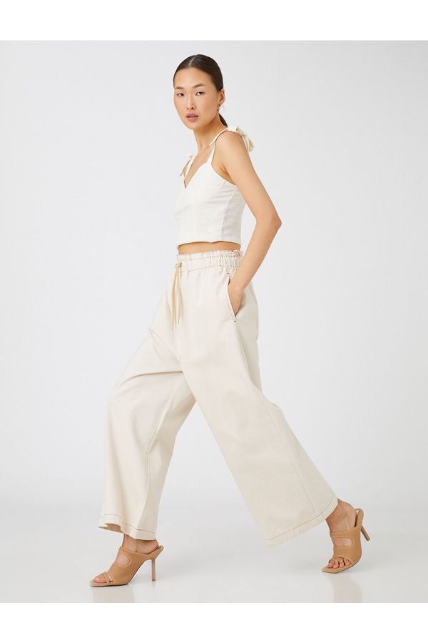 Koton Koton Pants - Ecru - Normal Waist