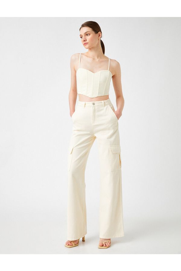 Koton Koton Pants - Ecru - Wide leg