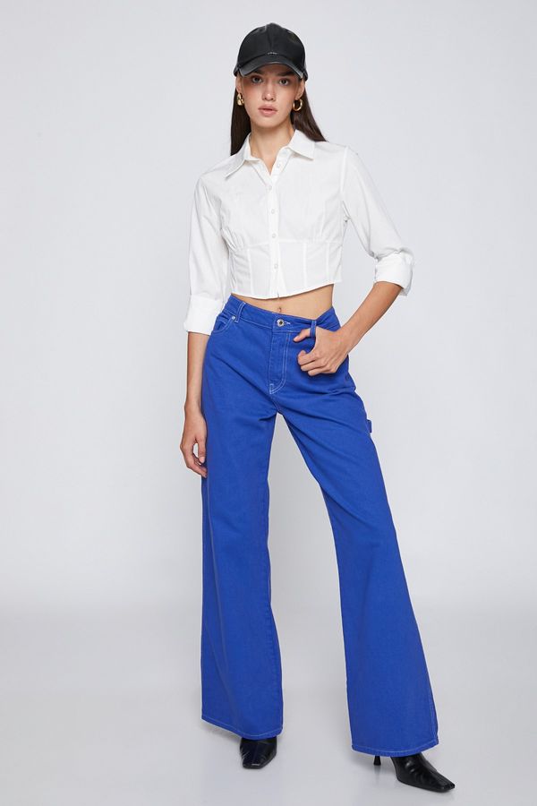 Koton Koton Pants - Navy blue - Wide leg