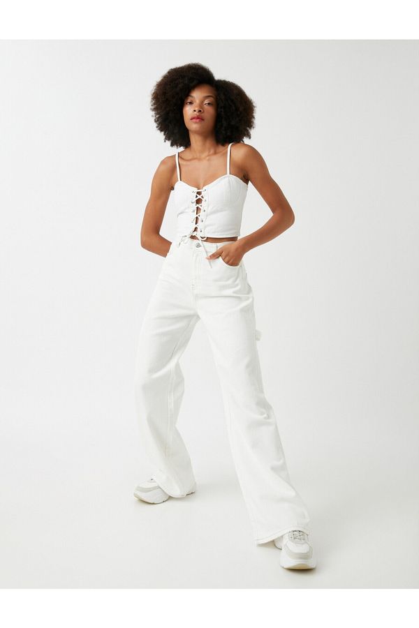 Koton Koton Pants - White - Bootcut