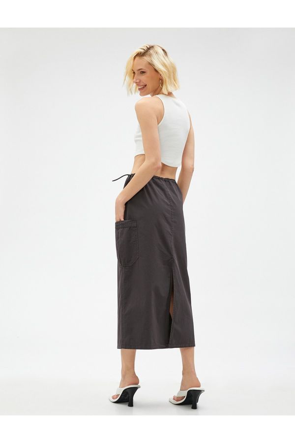Koton Koton Parachute Skirt Midi Pocket Detailed Elastic Waist