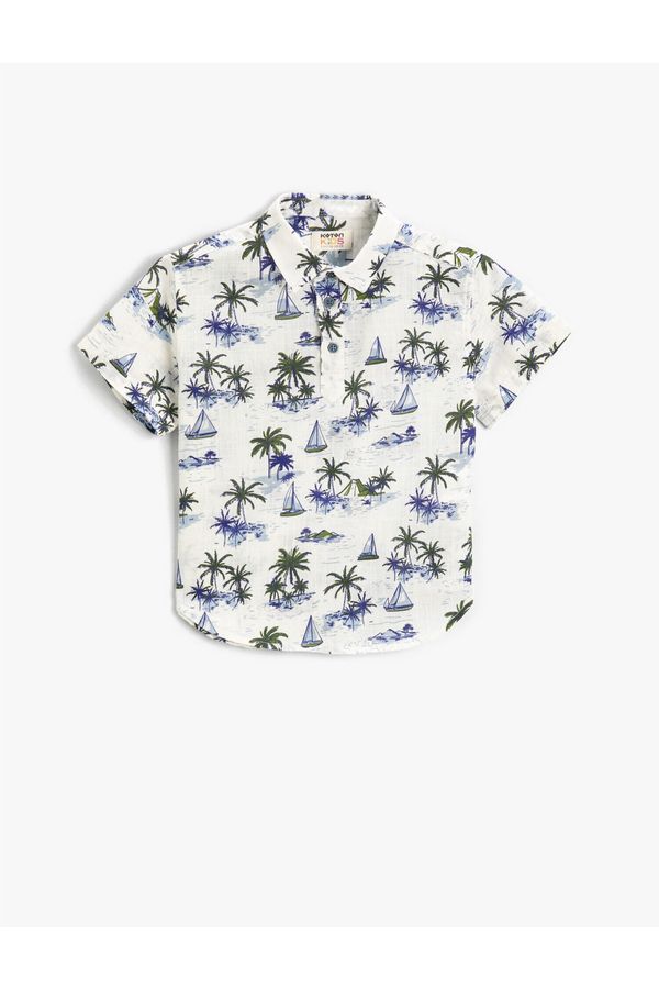 Koton Koton Patterned Shirt Single Pocket Buttoned Cotton