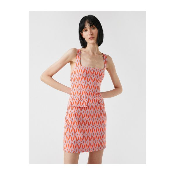 Koton Koton Patterned Strap U Neck Mini Dress