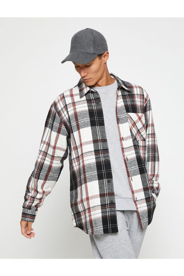 Koton Koton Plaid Lumberjack Shirt Classic Collar Pocket Detailed Long Sleeve