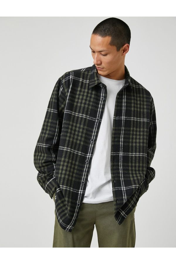 Koton Koton Plaid Lumberjack Shirt Jacket Classic Collar