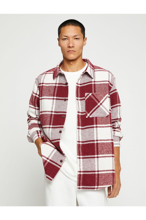 Koton Koton Plaid Lumberjack Shirt with Pocket Detailed Button Long Sleeve
