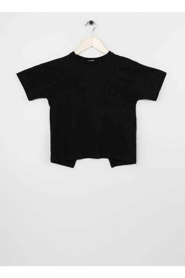 Koton Koton Plain Black Girls T-shirt 3skg10123ak