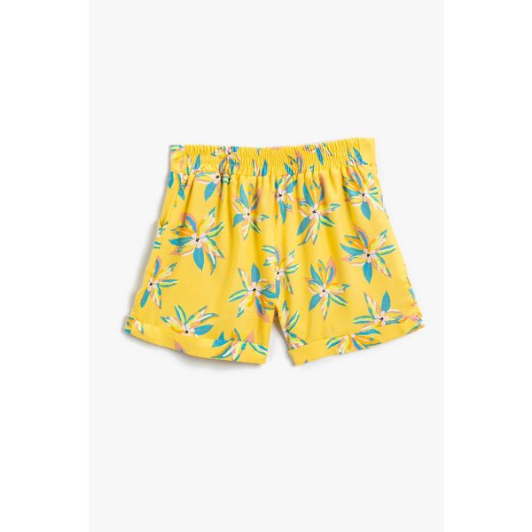 Koton Koton Pleated Floral Shorts Pocket Detailed