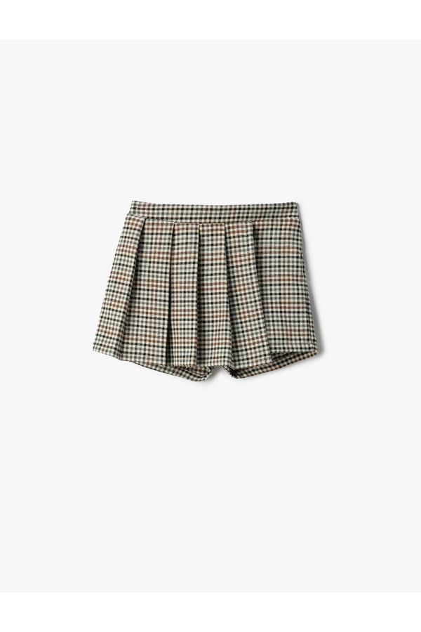 Koton Koton Pleated Shorts Skirt Double Breasted