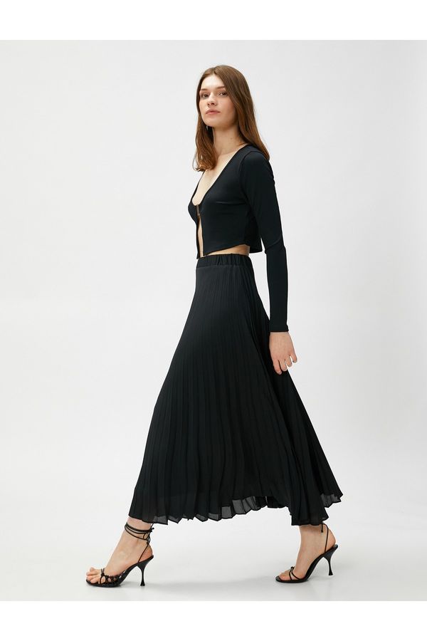 Koton Koton Pleated Skirt Long Waist Elastic