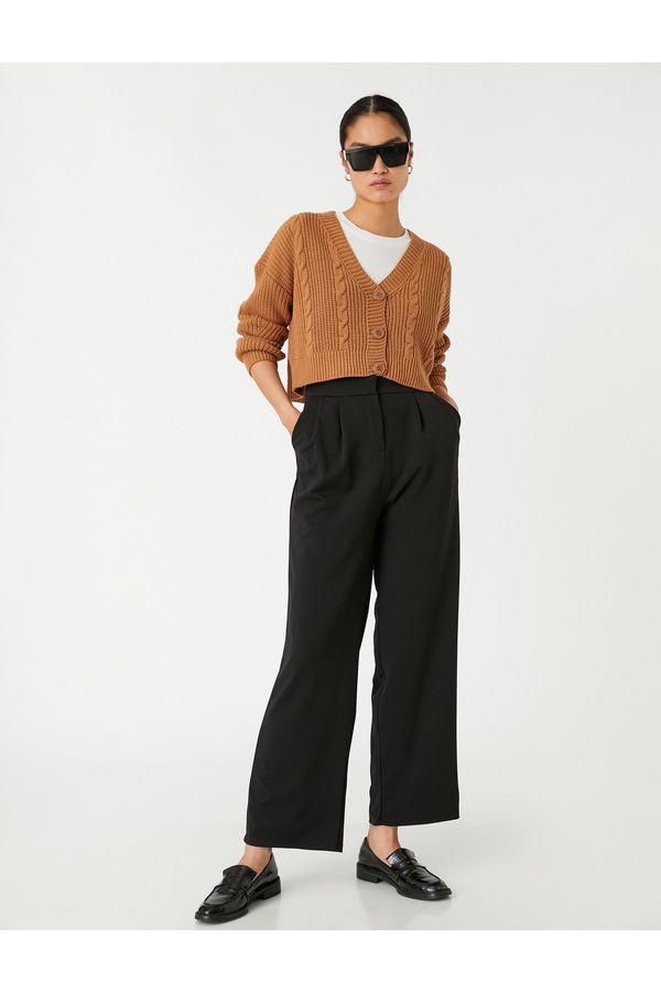 Koton Koton Pleated Wide Leg Trousers