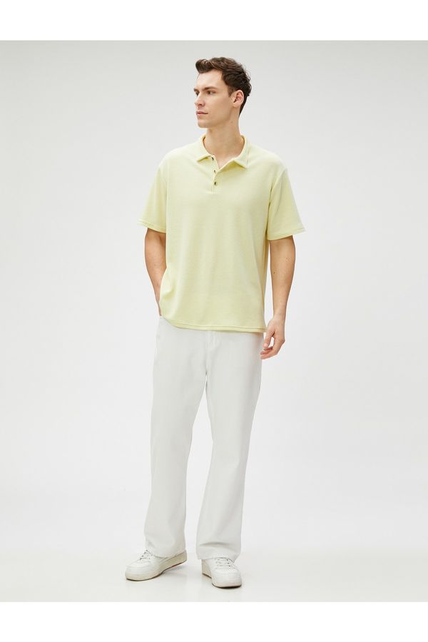 Koton Koton Polo T-Shirt Buttoned Textured Short Sleeve