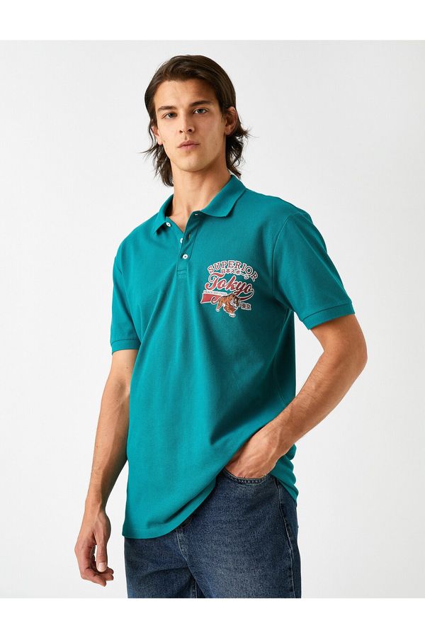 Koton Koton Polo T-shirt - Turquoise - Fitted