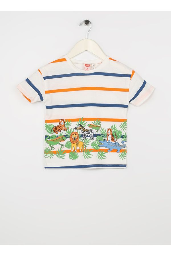 Koton Koton Printed Ecru Baby T-shirt 3smb10056tk