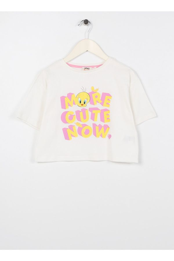 Koton Koton Printed Ecru Girl T-shirt 3skg10031ak