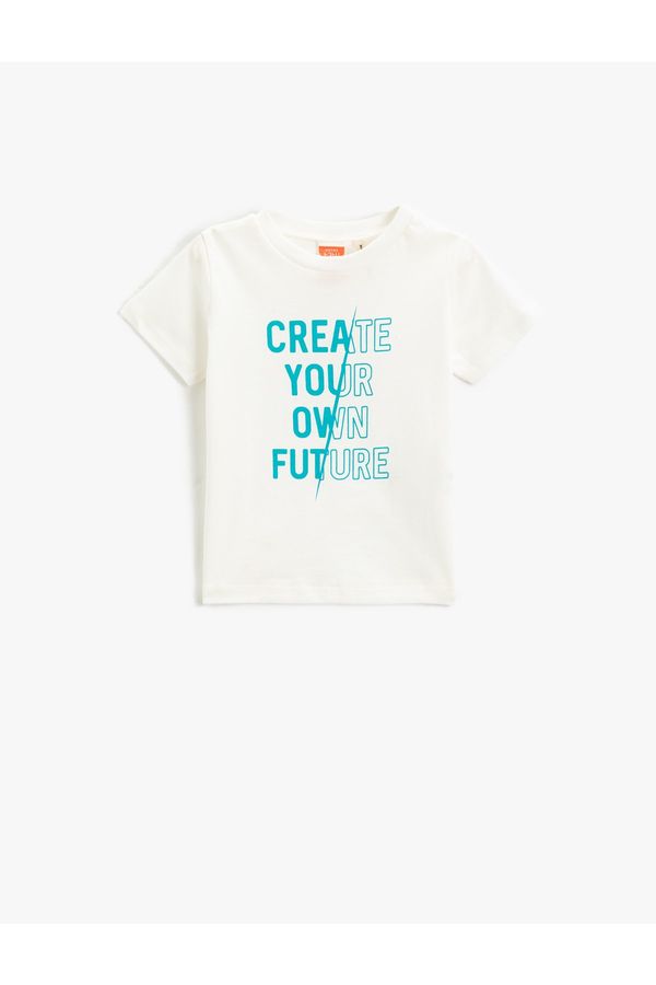 Koton Koton Printed Short Sleeve T-Shirt Crew Neck