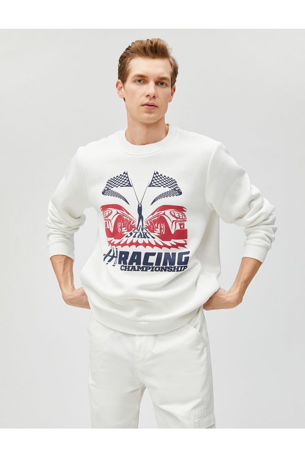 Koton Koton Printed Sweatshirt Racing Themed Crew Neck Long Sleeve