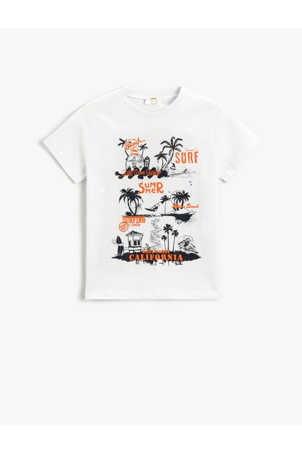 Koton Koton Printed T-Shirt Short Sleeve Crew Neck Cotton