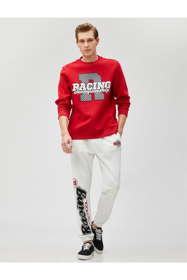 Koton Koton Racing Themed Sweatshirt Printed Crew Neck Long Sleeve