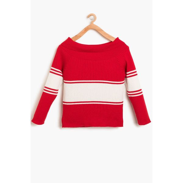 Koton Koton Red Girl Color Block Sweater