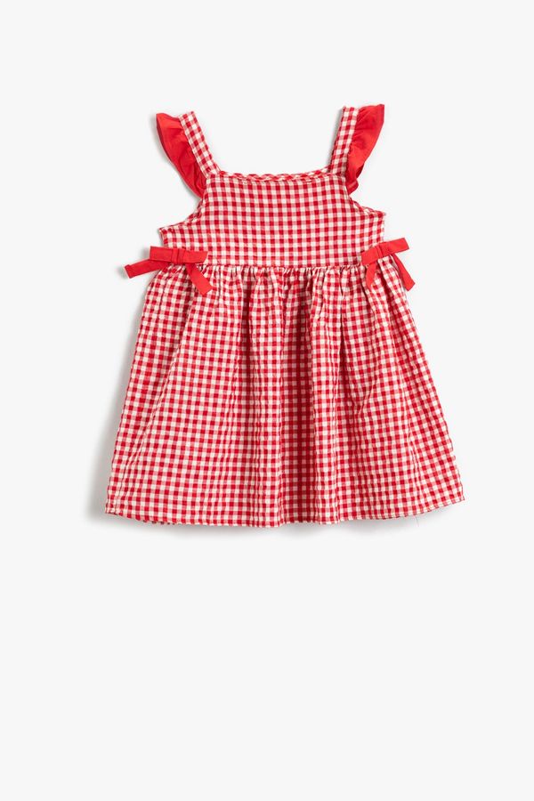 Koton Koton Ruffled Strap Dress Plaid Cotton