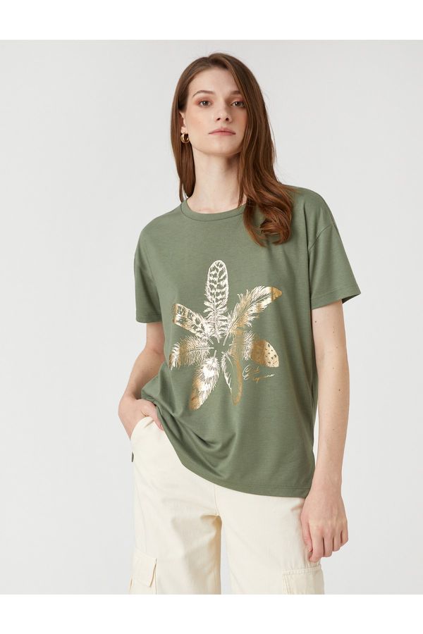 Koton Koton Shiny Printed T-Shirt Short Sleeve Crew Neck