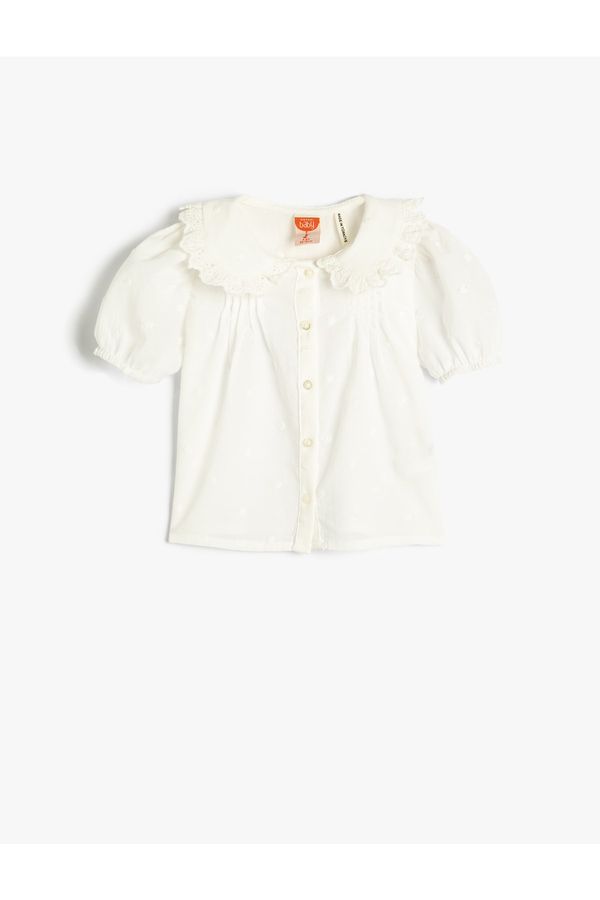 Koton Koton Shirt Baby Collar Frill Detailed Balloon Sleeve Cotton