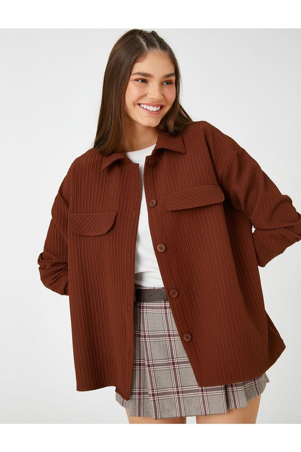 Koton Koton Shirt - Brown - Oversize