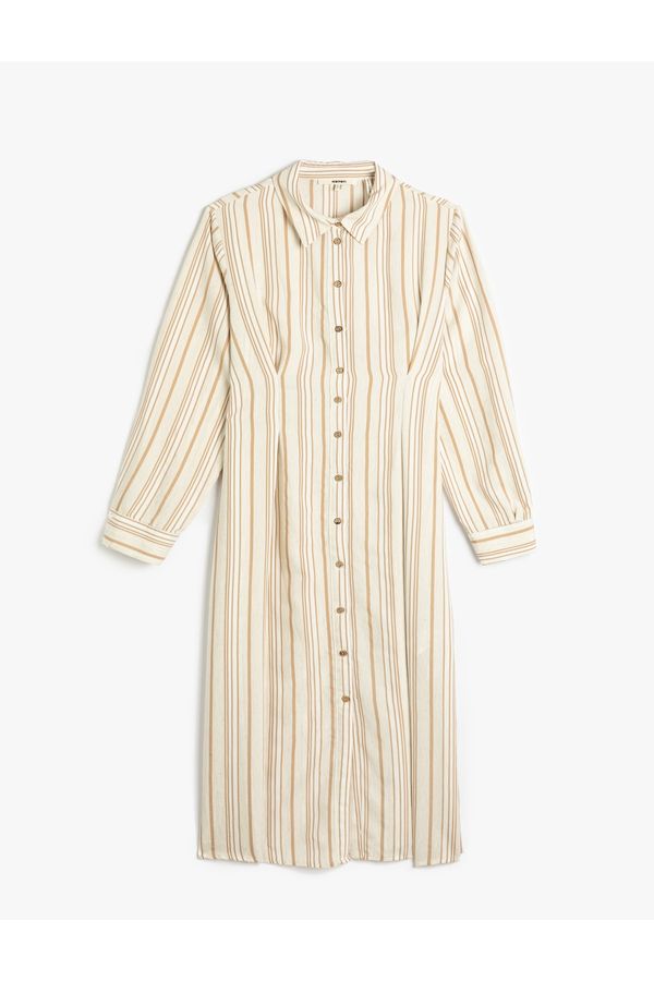 Koton Koton Shirt Dress Long Sleeve Linen Blended