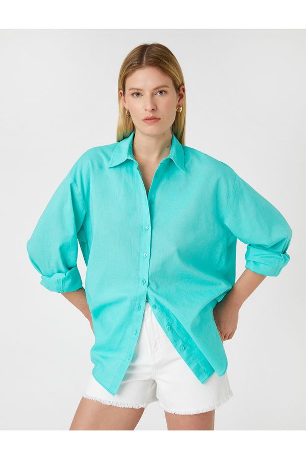 Koton Koton Shirt - Green - Oversize