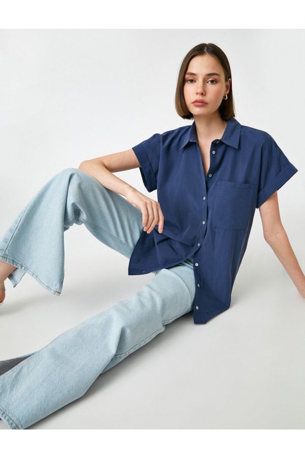 Koton Koton Shirt - Navy blue - Oversize