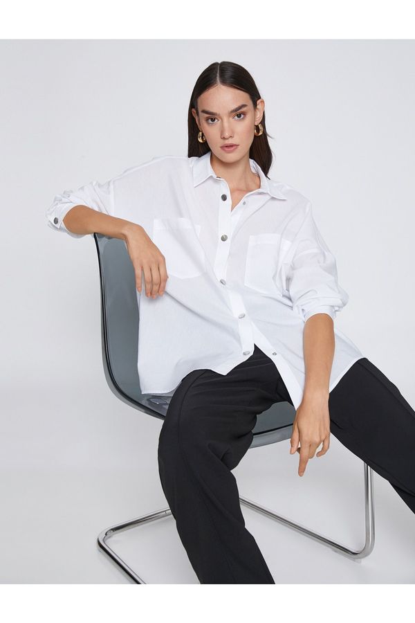 Koton Koton Shirt - White - Oversize