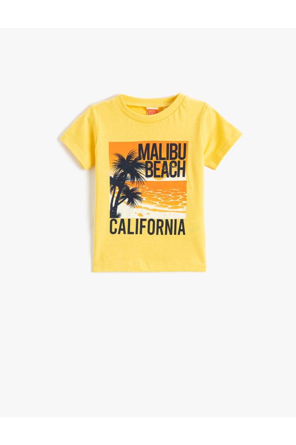 Koton Koton Short Sleeve Crew Neck T-Shirt California Printed