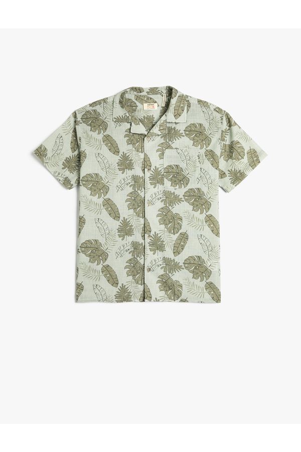 Koton Koton Short Sleeve Shirt Floral Printed Cotton Pocket Detailed
