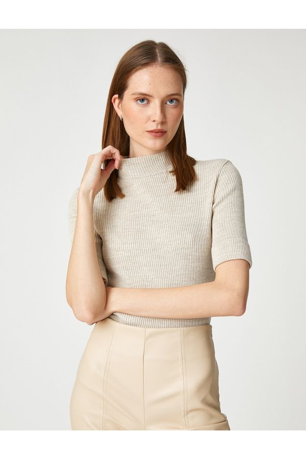 Koton Koton Short Sleeve Sweater Half Turtleneck Ribbed