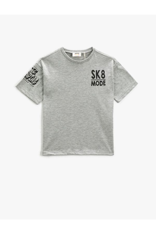 Koton Koton Short Sleeve T-Shirt Crew Neck Printed Back