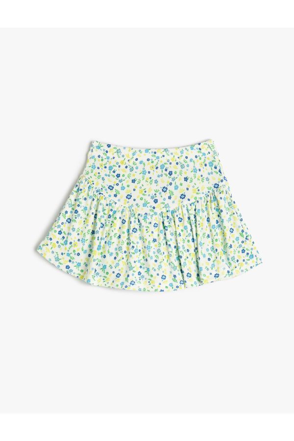 Koton Koton Shorts Skirt Floral Flounce Elastic Waist Ribbed