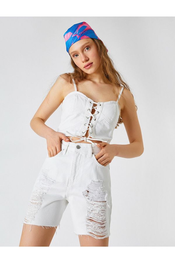 Koton Koton Shorts - White - High Waist