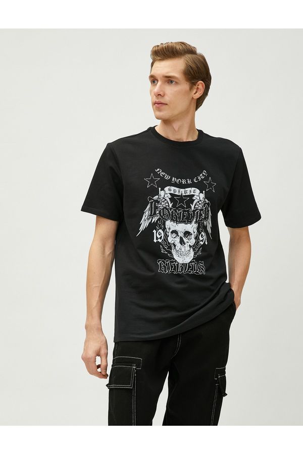 Koton Koton Skull Printed T-Shirt Short Sleeve Crew Neck Cotton