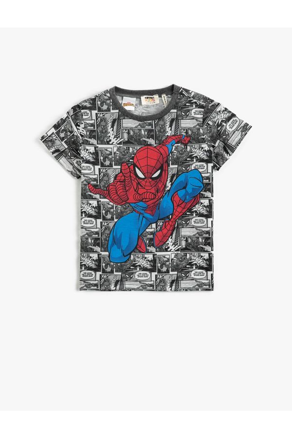 Koton Koton Spiderman Printed Short Sleeve T-Shirt Licensed Crew Neck