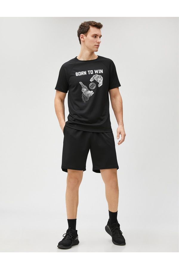 Koton Koton Sports T-Shirt Slogan Printed Crew Neck Raglan Sleeve