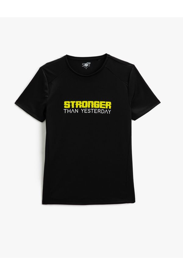 Koton Koton Sports T-Shirt Slogan Printed Crew Neck Short Sleeve Breathable Fabric