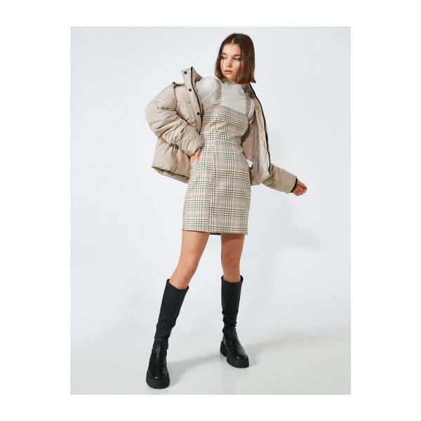 Koton Koton Strap Mini Check Dress