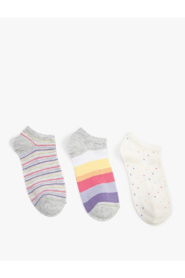 Koton Koton Striped 3-Pack Booties Socks Set Multicolor