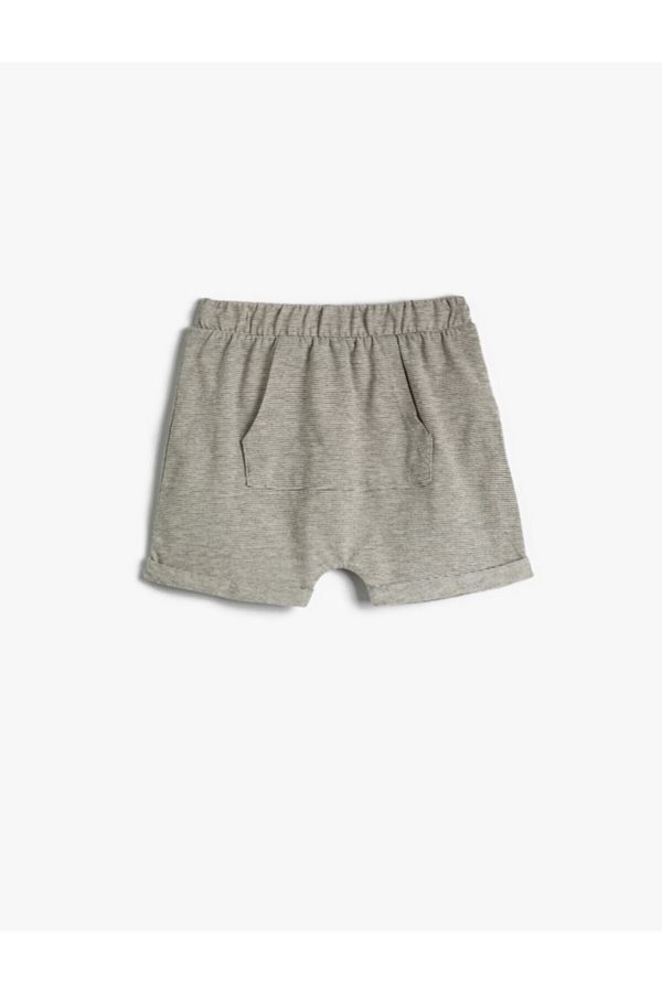 Koton Koton Striped Elastic Waist Kangaroo Pocket Shorts