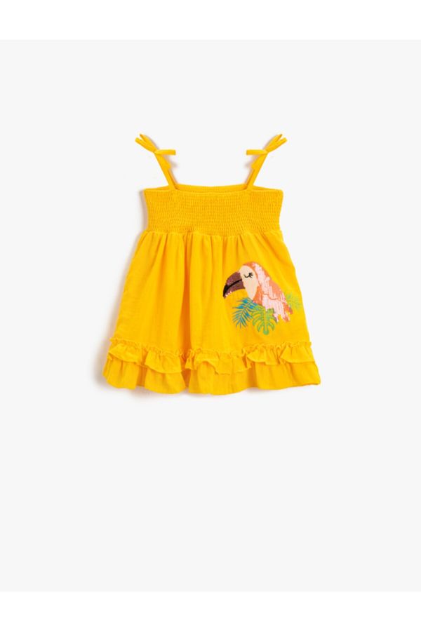 Koton Koton Summer Dress With Bird Embroidery